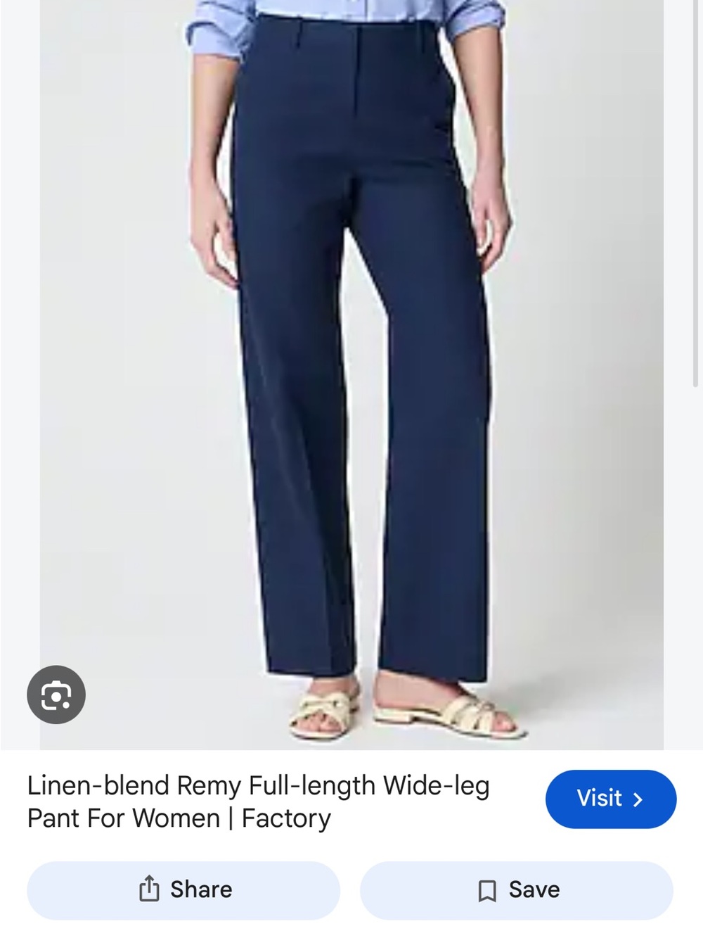 J. Crew Factory Linen-blend Remy full-length wide-leg pant - Navy